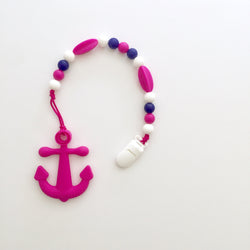 Teething Clip | Pink Anchor