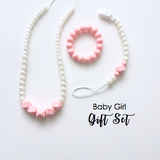 The Elle Pearl + Rose Teething Necklace
