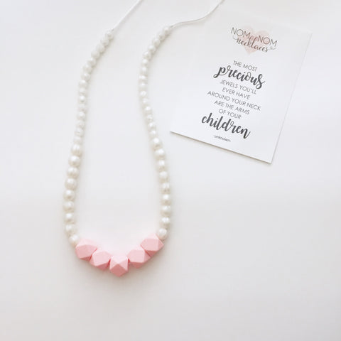 The Elle Pearl + Rose Teething Necklace