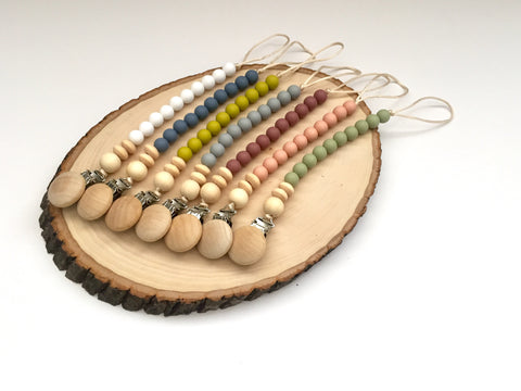 Pacifier chain with multicolored wooden beads